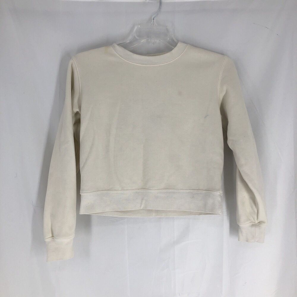 Fabletics Sweatshirt Women's Size S Cream Long Sleeve Crewneck Crop Pullover